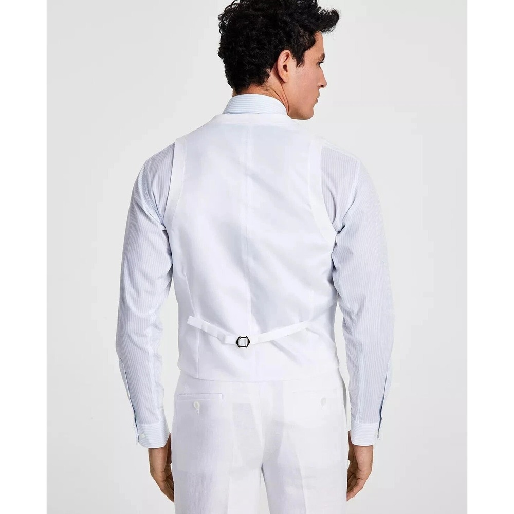 Bar III Mens Slim fit Suit Vest‎ Size Small White 100%Linen E091426 - Picture 3 of 16